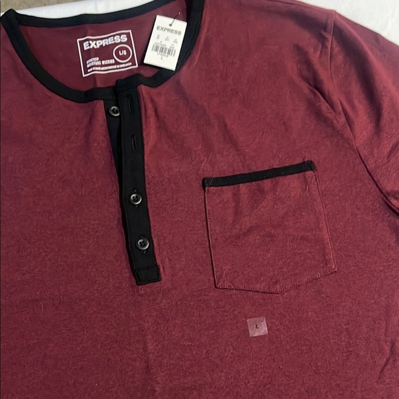 Express Red and Black Short Sleeve Tee Casual Knit - Picture 3 of 6